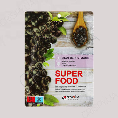 Тканинна маска для обличчя з ягодами асаї Eyenlip Super Food Mask  Acai Berry - 23 мл